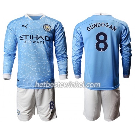 Manchester City Ilkay Gundogan 8 Voetbaltenues Kind Thuis 2020/21 - LS (+ Korte broeken)